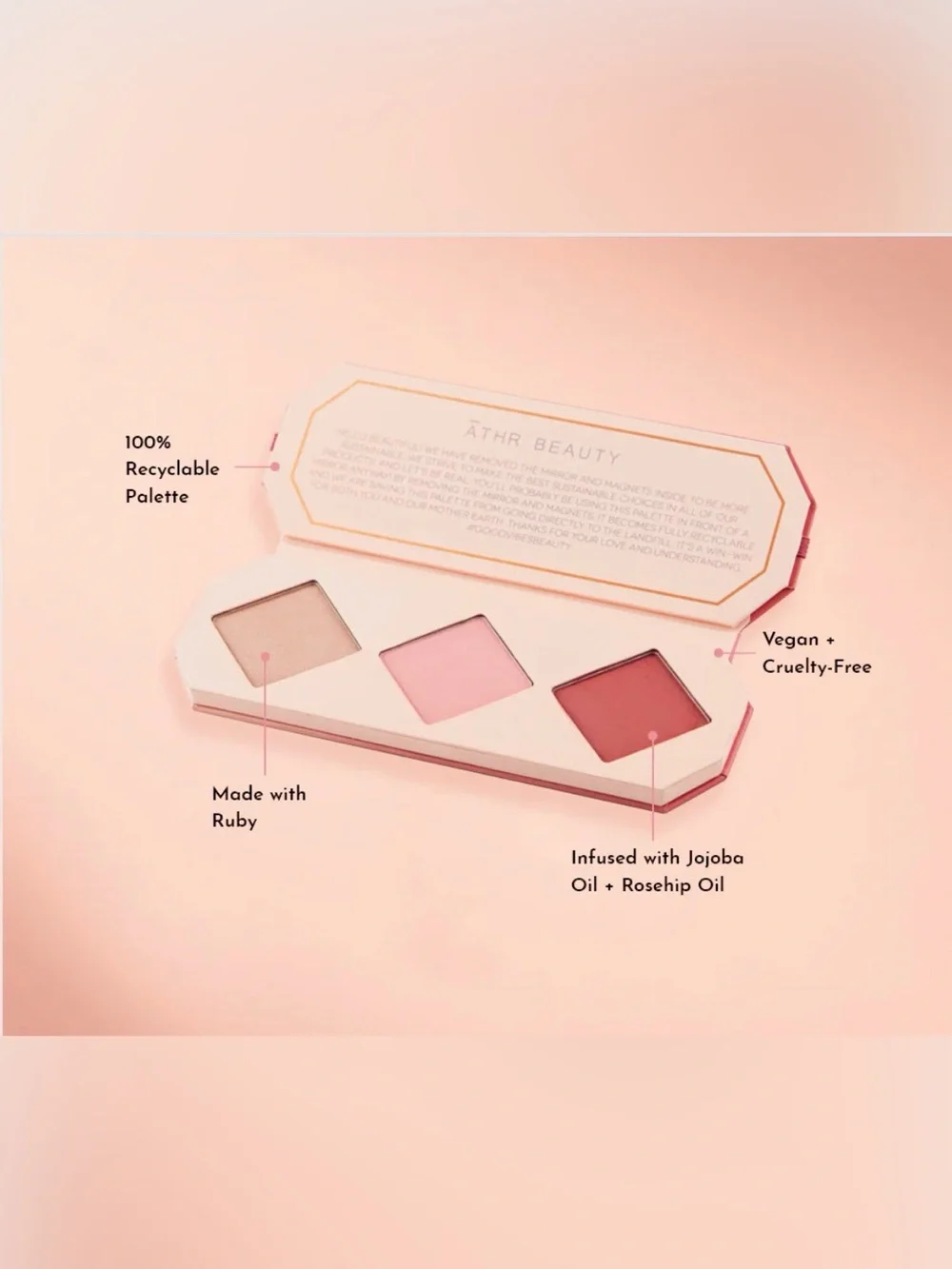 Athr Beauty Ruby Crystal Charged Cheek Palette Blush Trio NIB